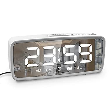 VAUNO Clock Radios for Bedroom, Digital Alarm Clock Battery Operated for Bedroom, with FM Radio, Dimmer, Dual Alarms, Snooze, Electric Bedside Desk Clock for Home, Office, Teens