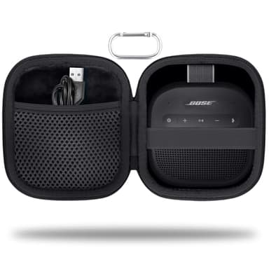 for Bose New SoundLink Micro 2nd Gen Portable Bluetooth Speaker Hard Protective Case, Portable Travel Case with Carabiner (Black) - co2CREA
