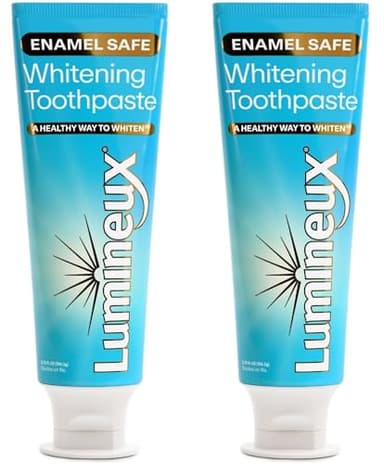 Lumineux Teeth Whitening Toothpaste 2 Pack Peroxide Free Enamel Safe for Sensitive Whiter Teeth, Fluoride Free, No Alcohol, Artificial Colors, SLS Free Dentist Formulated - 3.75 Oz