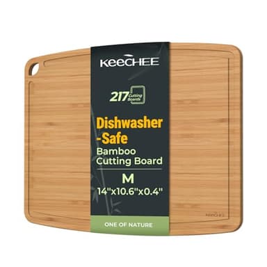 Keechee Dishwasher Safe Bamboo Cutting Board, Lightweight & Durable Wood Cutting Board, Reversible with Juice Groove, Easy to Store & Clean, Ideal Kitchen Gift for Home Cooks