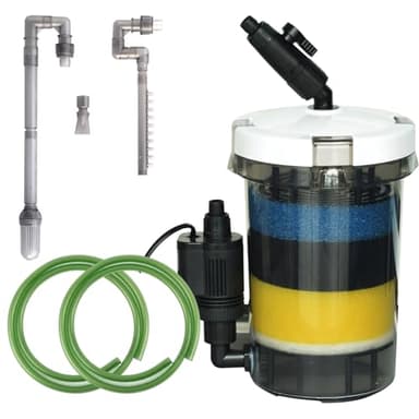 MUZIBAMA 105GPH Canister Filter, External Aquarium Filter Ultra-Quiet Water Circulation Cleaning Machine with Water Pump, 4 Layer Filtration for Fish Tanks and Aquariums Up to 75 Gallons