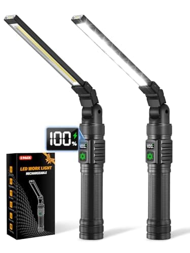 Ruboliy 2Pack Magnetic Work Light, All Aluminum & 1500 High Lumens Rechargeable LED Work Light, 7 Mode & 360° Rotation Mechanic Light, Rechargeable Flashlight for Car Repairing, Tool Gifts for Men Him