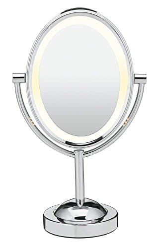 Conair Lighted Makeup Mirror, LED Vanity Mirror, 1X/7X Magnifying Mirror, Double Sided, Corded in Polished Chrome