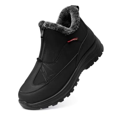 TEMOFON Winter Snow Boots for Women: Waterproof Walking Outdoor Ankle Booties Black Snow Booties Warm Fur Lined Shoes Size 9