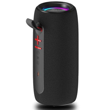 gamocesh Wireless Portable Bluetooth Speaker: IPX6 Waterproof Outdoor Audio,fm Radio,USB/AUX/SD Card Play,LEDlights,TWS interconnected Stereo,Travel/Camping/Bike/Family/Party（Black）