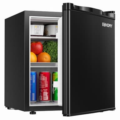 EUHOMY 1.7 Cu.Ft Mini Fridge, Reversible Single Door Compact Refrigerator, Adjustable Thermostat, Energy Saving, Mini Fridge for Bedroom, Office, Dorm, Black
