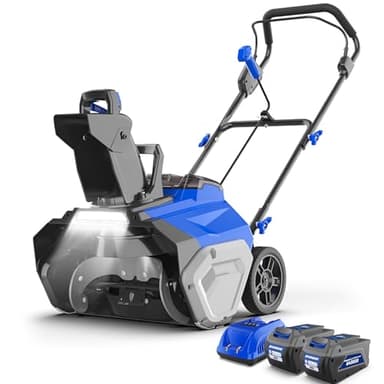 Wild Badger Power Snow Blower 40V ProLine 20" Cordless,26 FT Throw,16-Driveway,Brushless Single-Stage,2 * 4.0Ah Battery & Fast Charger,LED Lights,Lightweight for Driveways & Sidewalks