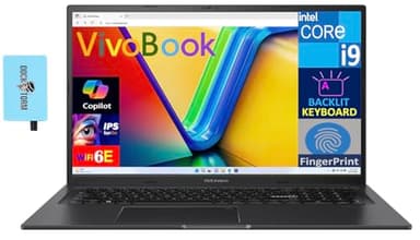 ASUS Vivobook K3704VA-DS96 17X Laptop 17.3" IPS FHD Display (Intel i9-13900H, 40GB DDR4, 2TB PCIe SSD, Intel Iris Xe, Backlit KB, Fingerprint, Webcam, WiFi 6E, Win 11 Pro) with Dockztorm Hub