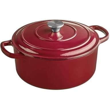 IRESTAURANT PLUS Commercial Grade, Cast Iron Enameled Cookware (Dark Red, Duch Oven 9qt)