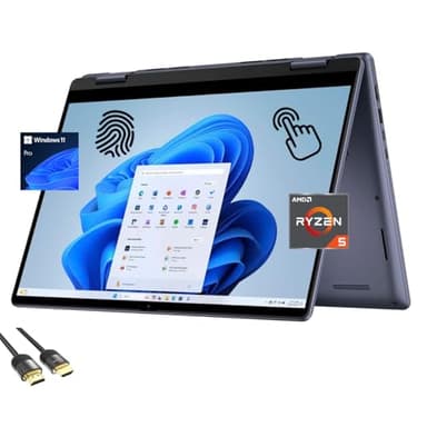 Dell Inspiron 14 2-in-1 Laptop, 14" FHD TouchScreen Display, AMD Ryzen 5-8640HS(Up to 4.9Hz), 16GB DDR5, 1TB PCIe SSD, Backlit KB, FP Reader, SD Card Reader, WiFi 6E, HDMI, USB-C, PDG HDMI, Win 11 Pro