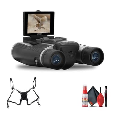 Minolta 12x32 Digital Binoculars - 4K UHD Video Camera, 48MP Photo Capture, 8X Digital Zoom, IPS Anti-Glare Screen, Fog-Resistant Optics, Compact, Ideal for Birdwatching & Travel Hunting + Harness