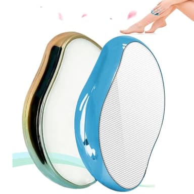 2PCS Crystal Hair Eraser for Women Reusable Hair Remover Stone, Painless Crystal Hair Remover for Women and Men, Magic Painless Exfoliation Hair Removal Tool-Blue