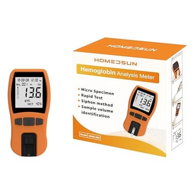 HOMEDSUN HSBHM-202 Siphon Method Hemoglobin Analyzer Fast HB Testing Kit for Home Use Portable Hemoglobin Meter with 25Pcs Strips Lancets