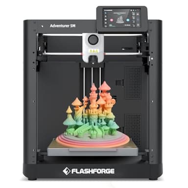 Flashforge Adventurer 5M 3D Printer for Beginners, 600mm/s Fast Printing, Direct Drive (280°C), Auto-Leveling, 8.7"x8.7"x8.7" PEI Build Plate - Ideal for Home, School & Makers