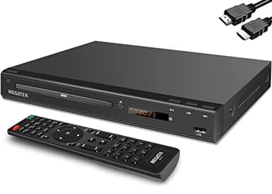 MEGATEK Region-Free HDMI DVD Player for TV, Compact CD/DVD Player for Smart TV, USB Port, Plays All Region DVDs & Multi Formats, Metal Housing, HDMI/RCA Cables & Remote Included