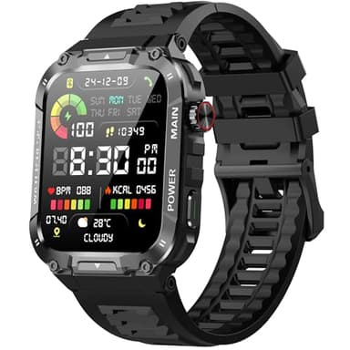 Military Smart Watch for Men with Call Function,Fitness Smartwatch for Android Phones and iPhone,Waterproof Fitness Tracker with Blood Oxygen/Heart Rate/Sleep/100+ Sport Modes, Watches for Men