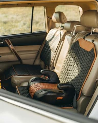 Owleys Premium Leather Car Seat Protector for Child Car Seat Cover from Dirt Scratches - Infant Car Seat Protector for Back Seat/Front Booster Seat Protector Under Baby Car Seat Waterproof 1pc Hexy