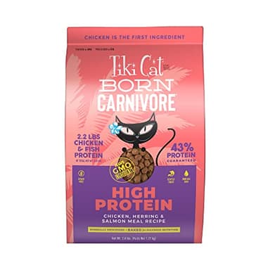 Tiki Cat Born Carnivore High Protein Dry Cat Food, Chicken Herring & Salmon Meal, 2.8 lbs. Bag