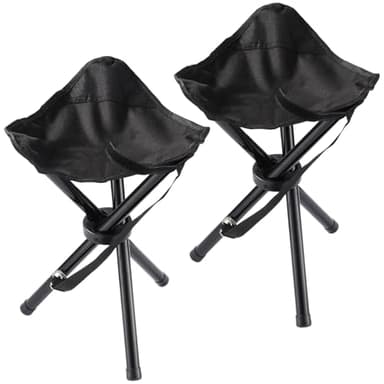 KKONHII 2PCS Portable Folding Camping Stool,Travel Outdoor Tripod Seat,Black Folding Camping Chairs for Camping Party Picnic Beach Garden Lawn Walking Hiking