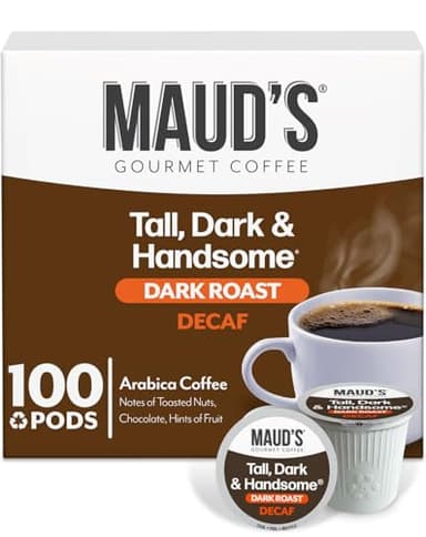 Maud's Decaf Dark Roast Coffee Pods, 100 ct, Decaffeinated Single Serve Pods – 100% Arabica, Compatible with Keurig K Cups Maker