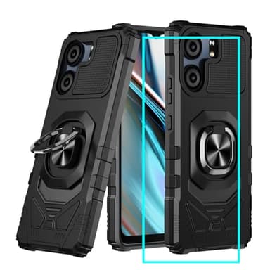 for BLU View 5 Phone Case/BLU F5 5G Case with Screen Protector,Blue View 5 Phone Case with Magnetic Ring Kickstand,Dual Layer Heavy Duty Military Grade Shockproof Cover for Blu View 5 B160v Black
