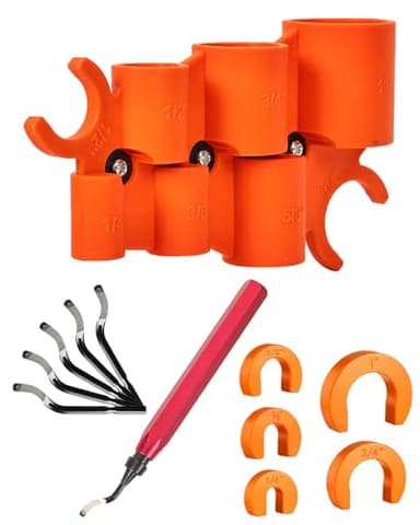 Vorhixa 12 Pcs 1/4-1 Inch Depth Gauge and Pipe Deburring Tool, Removal Tools Set for Sharkbite Fittings, Deburring Tool with 5 High Speed Steel Blades,Plumbing Tools Kit for PEX Copper PVC CPVC Pipes