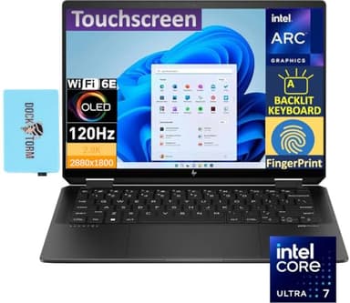 HP Spectre x360 2-in-1 Laptop 14.0" 120 Hz 2.8K OLED Touch (Intel Evo Ultra 7-155H, Intel Arc, 32GB LPDDR5X, 2TB SSD, Backlit KB, FP Reader, 2 TB4,Win 11 Home) w/DKZ USB Port Expander