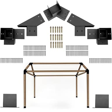 30° Slanted Pergola Whole-Set Kit for 4"x 4" Wood Pergola, Easy to Install, Weather - Resistant Bracket Kit for Carports, Gardens & More (14 Pcs)