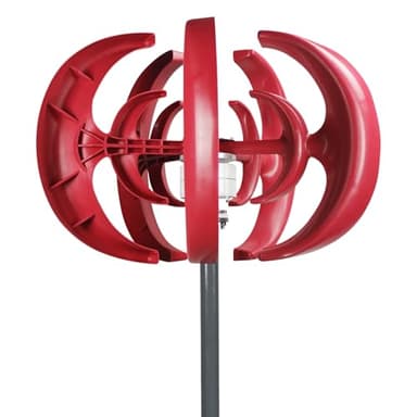 HEVIRGO Wind Turbines,4500W Wind Turbines Generator,12V 5-Blade Vertical Axis Wind Turbines Generator Kit,for Home Hybrids Streetlight Use, Electromagnetic Electricity Producer Equipment Red