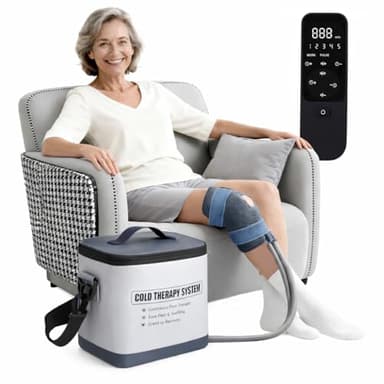 Cold Therapy Machine with 8–12H Steady Cold - Programmable Ice Machine for Knee After Surgery - Knee Ice Machine with Compression Pad - for Post-Operative Recovery & Sports Injuries, Gray 1PCS