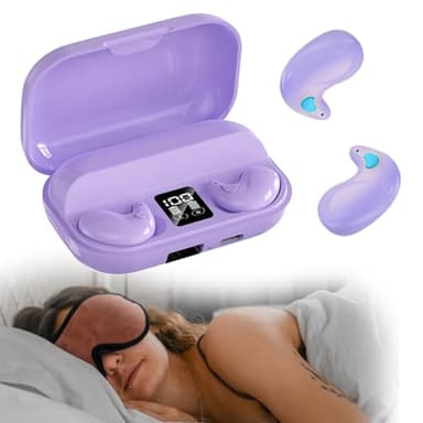 Invisible Sleep Wireless Earphone IPX5 Waterproof Purple Wireless Thin Invisible Sleep Earbuds for Side Sleepers Ear Buds Smallest Tiny Small Mini Discreet Earbud for Sleeping Invisible Headphones
