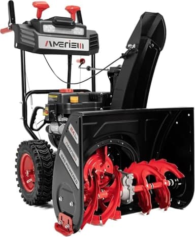 AMERISUN 24-Inch Gas Snow Blower with 212cc 4-Cycle OHV Engine, Recoil Start, 40Ft Snow Throwing for Decks, Driveways, and Sidewalks