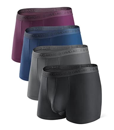DAVID ARCHY Men's Underwear Ultra Soft Modal Dual Pouch Trunks Support Ball Pouch Bulge Enhancing Boxer Briefs for Men 4 Pack(M, Black/Charcoal/Navy/Merlot)