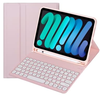 KcoxdCn Slim Candy Colors Keyboard Case Compatible with iPad mini with S Pen Holder, Mutil Angles Stand Cover Detachable Wireless Keyboard (Pink, iPad mini 2 3 4 5 (7.9 inch))