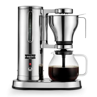 aarke Coffee Maker - Electric Drip Brewer with Automatic Drip-Stop, Glass Carafe, Brews Full Pot in Under 6 Minutes, SCA certified, Stainless Steel
