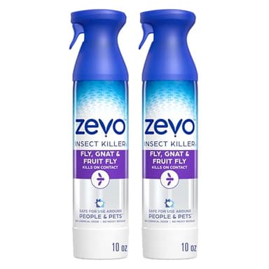 Zevo Flying Insect Killer Spray - Bug Spray for Home Use - Versatile Gnat, Mosquito, Fruit Fly Killer & More - with Rosemary & Cornmint Oil - for Indoor & Outdoor Use (2 Bottles)