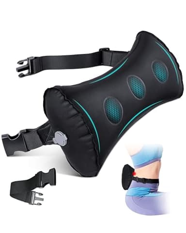 Inflatable Lumbar Pillow for Airplane Travel Lumbar Support Pillow for Car, Office Chair Back Support Office Chair Back Support for Reducing Lower Back Pain (Black)
