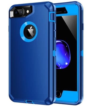 Mieziba for iPhone 8 Plus/7 Plus Case,[Built in Screen Protector] Heavy Duty Shockproof Dust/Drop Proof [3 Layers] Full Body Protection Rugged Cover Case for iPhone 8+/7+,Blue