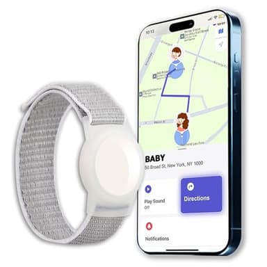 Generic GPS Tracker for Kids, Teen, Special Needs, Elderly - Real-Time Mini Locator Watch Band - No Monthly Fee - Hidden Tracking Device for iOS, White, A12123