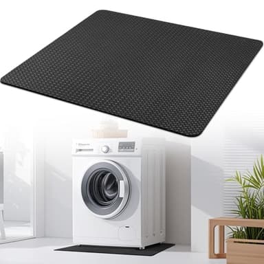 Gsbomzap Doubled-Sided Non Slip Under Washing Machine Mat, 27" x 27" Anti Vibration Mat for Washing Machine, Heavy Duty Washer and Dryer Mats for Floor Protection Under Refrigerator Mats