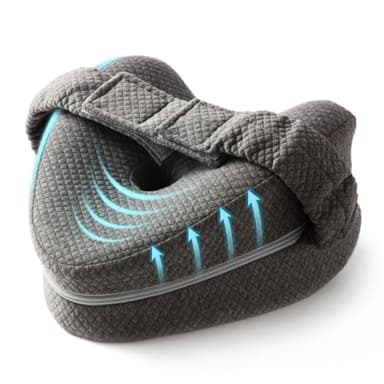 Memory Foam Knee Pillow for Side Sleepers Hip Pain with Adjustable Strap - Between Leg Pillow for Side Sleeping - Sciatica Pain Relief Support for Back, Knees, Joints, and Spine Alignment Cushion