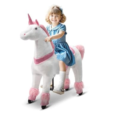 Pipleo Ride on Unicorn on Toys, Unicorn Ride on for Girls 6 to Adult, Ride on Unicorn Toys, Unicorn Rider Mechanical Walking Action Plush Animal, No Battery or Electricity, Max Load 187 LBS - Pink