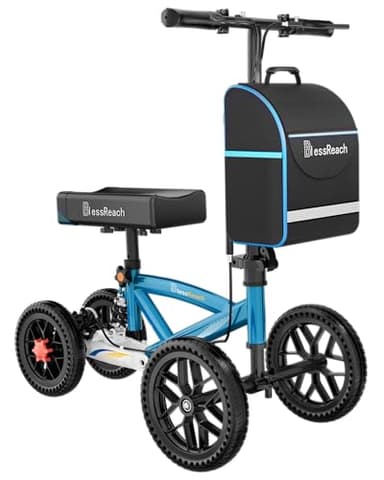 BlessReach Knee Scooter, All Terrain Foldable Knee Scooter Walker, Disc Brake Knee Walker for Foot Injuries Compact Crutches Alternative