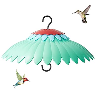 Beserie Squirrel Baffle for Hanging Bird Feeder Rain Cover for Outside Weather Guard Protect Feed from Sun Red Dome Attract Hummingbirds, Moat Proof, Easy to Clean-14inch Green