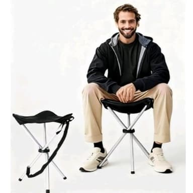 OVINEG Folding Camping Stool,16.5" Folding Camping Chairs,Portable Tripod Seat,Outdoor Travel Tall Chair for Camping Walking Hunting Hiking Fishing Mountaineering Picnic Beach BBQ Garden Lawn(Black)