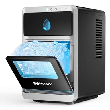 EUHOMY Crescent Ice Maker Countertop, 28Lbs/24H, Ready in 12Mins, Auto Deep Cleaning, Timer, Portable Ice Maker Machine for Home/Office/Party