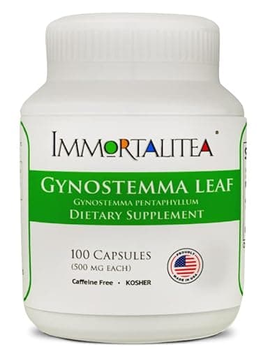 Immortalitea Gynostemma Capsules (Jiaogulan) - Whole Leaf Full Spectrum - Natural Adaptogen & AMPK Activator Supplement - Veggie Capsules - 100 Count, 500mg