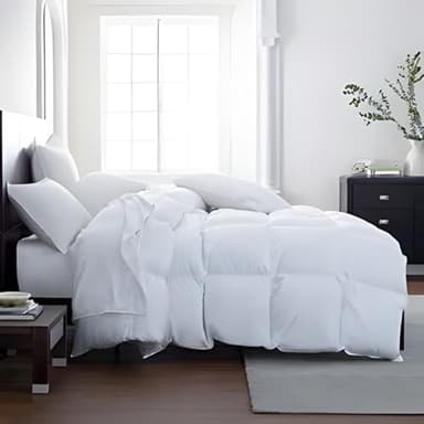 Down Alternative Comforter Queen Size - Fluffy Duvet Insert - Puffy Premium All Season Winter - Luxury Breathable Hotel Plush Comforter - Queen, White, 86x86 inches - Eco-Compressed Packing