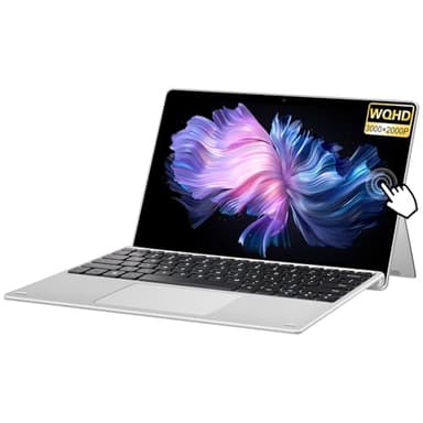 VGKE 2-in-1 Touch-Screen Laptop, 12.3" 3K IPS Tablet PC with Magnetic Keyboard, Celeron J4125, Up to 2.7Ghz, 8GB RAM, 256GB SSD, USB Type-C, Webcam, Silver
