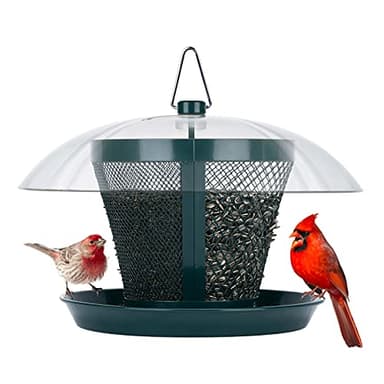 Kingsyard Bird Feeder for Outside, Dual-Use Metal Mesh Wild Bird Feeder with Weatherproof Dome Dual, 2.5 lbs Seed Capacity for Finch Cardinal